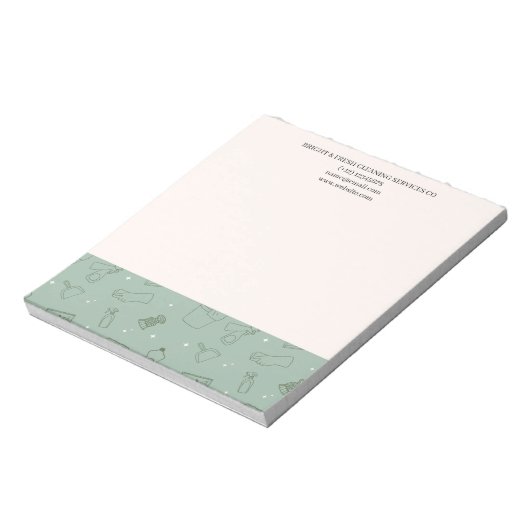 Minimalistische eenvoudige schoonmaakdiensten voor notitieblok (Linkerzijde)