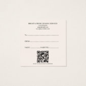 Minimalistische eenvoudige schoonmaakdiensten voor vierkante visitekaartjes (Achterkant)
