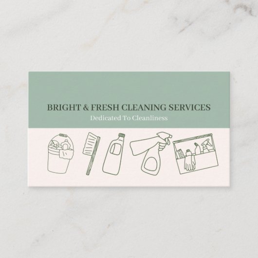 Minimalistische eenvoudige schoonmaakdiensten voor visitekaartje (Voorkant)