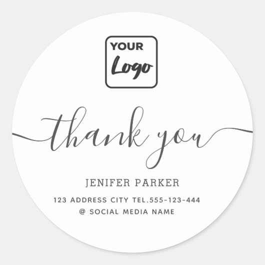 Minimalistische eenvoudige script aangepast logo b ronde sticker (Voorkant)