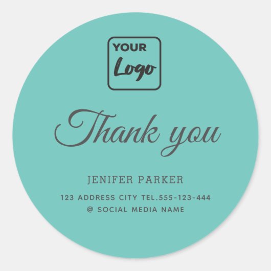 Minimalistische eenvoudige script aangepaste logo ronde sticker (Voorkant)