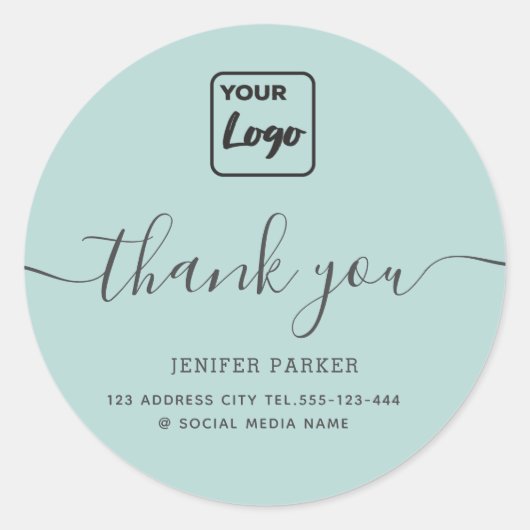 Minimalistische eenvoudige script aangepaste logo  ronde sticker (Voorkant)