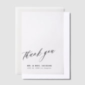 Minimalistische eenvoudige script bruiloft dank u  vellum uitnodigingen (Offset)