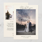 Minimalistische eenvoudige script met hart trouwfo bedankkaart (Voorkant / Achterkant)