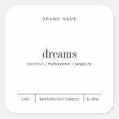 Minimalistische eenvoudige sojakaars zwart wit lab vierkante sticker (Voorkant)