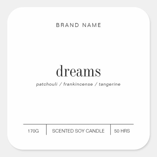 Minimalistische eenvoudige sojakaars zwart wit lab vierkante sticker (Voorkant)