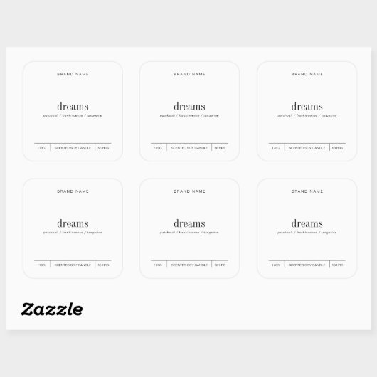 Minimalistische eenvoudige sojakaars zwart wit lab vierkante sticker (Vel)