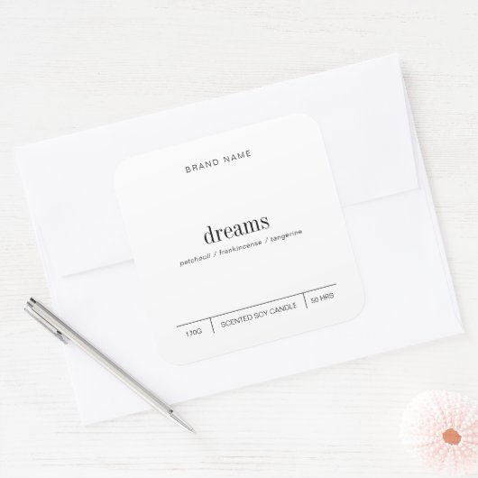 Minimalistische eenvoudige sojakaars zwart wit lab vierkante sticker (Envelop)