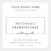 Minimalistische eenvoudige sojakaars zwart wit lab vierkante sticker (Voorkant)