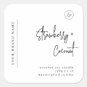 Minimalistische eenvoudige sojakaars zwart wit lab vierkante sticker (Voorkant)