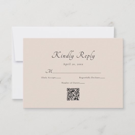 Minimalistische Eenvoudige Stijlvolle Chic Wedding RSVP Kaartje (Voorkant)