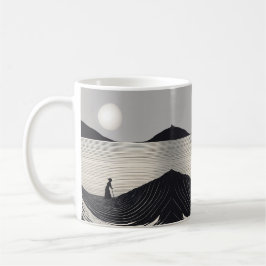 Minimalistische eenvoudige tekening van een persoo koffiemok