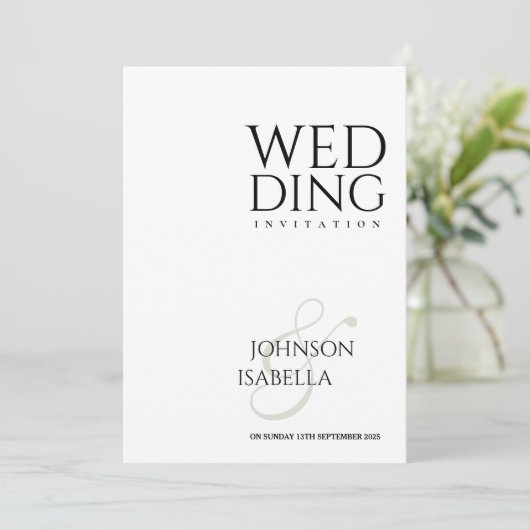 Minimalistische eenvoudige tekst alleen bruiloft u kaart (Staand voorkant)