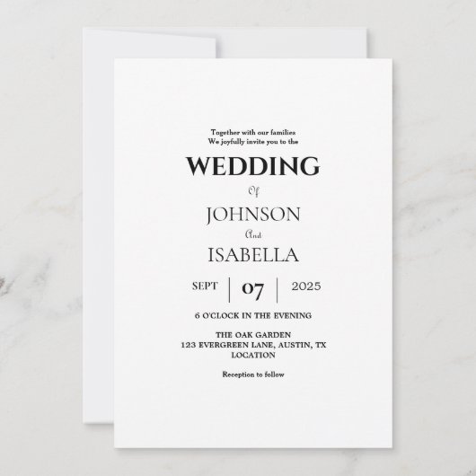 Minimalistische eenvoudige tekst alleen bruiloft u kaart (Achterkant)