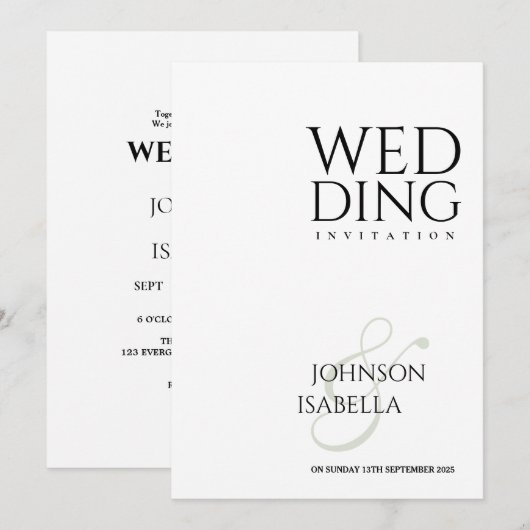 Minimalistische eenvoudige tekst alleen bruiloft u kaart (Voorkant / Achterkant)