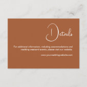 Minimalistische eenvoudige terracota bruiloft deta informatiekaartje (Voorkant)