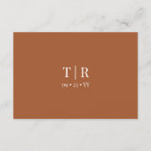 Minimalistische eenvoudige terracota bruiloft deta informatiekaartje (Achterkant)