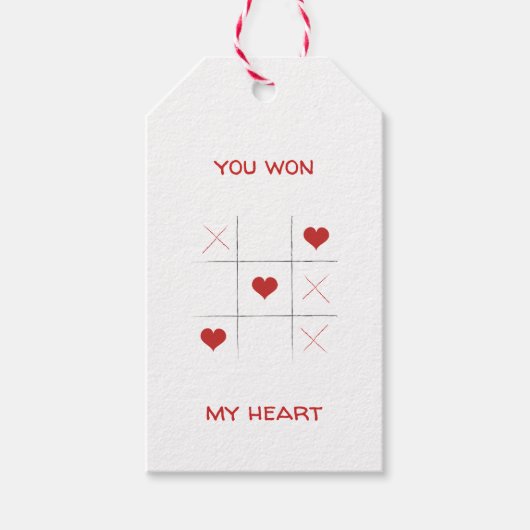 Minimalistische Eenvoudige tic-tac-toe Valentijnsd Cadeaulabel (Voorkant)
