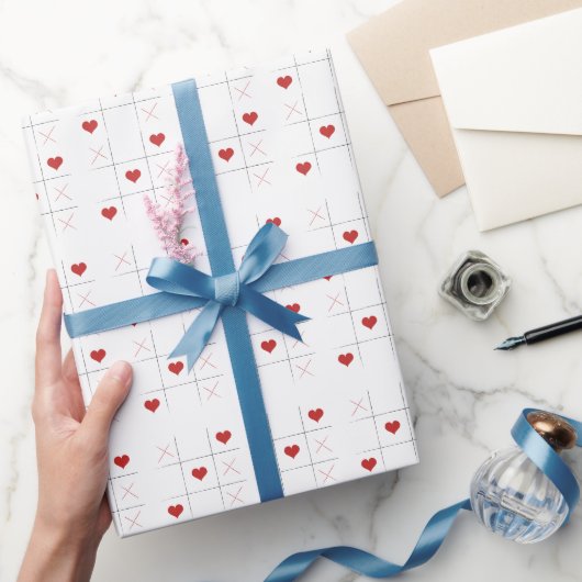 Minimalistische Eenvoudige tic-tac-toe Valentijnsd Cadeaupapier (Geschenken)