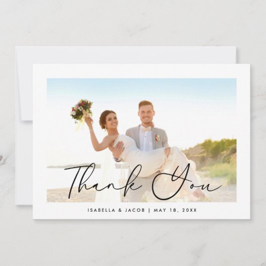 Minimalistische eenvoudige trouwfoto dank u bedankkaart (Voorkant)