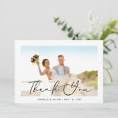 Minimalistische eenvoudige trouwfoto dank u bedankkaart (Staand voorkant)