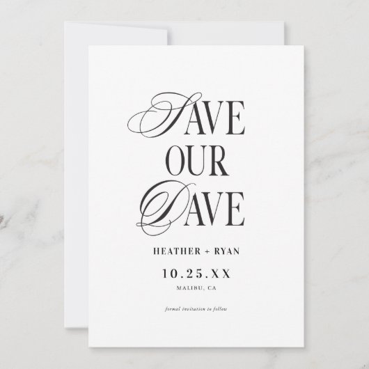 Minimalistische Eenvoudige Trouwfoto  Save The Date (Voorkant)
