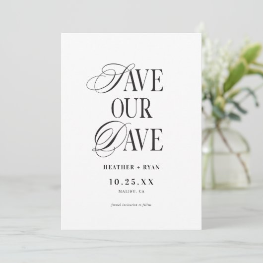 Minimalistische Eenvoudige Trouwfoto  Save The Date (Staand voorkant)