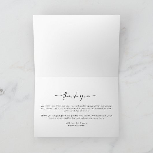 Minimalistische eenvoudige twee foto bruiloft dank bedankkaart (Binnen)