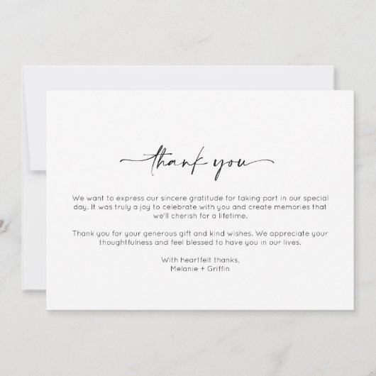 Minimalistische eenvoudige twee foto bruiloft dank bedankkaart (Achterkant)