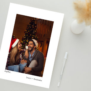 Minimalistische Eenvoudige Typemachine Kerstfoto Feestdagenkaart