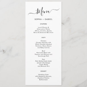 Minimalistische eenvoudige typografie Bruiloft Men Menu