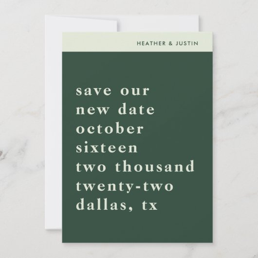 Minimalistische eenvoudige typografie retro de dat kaart (Voorkant)