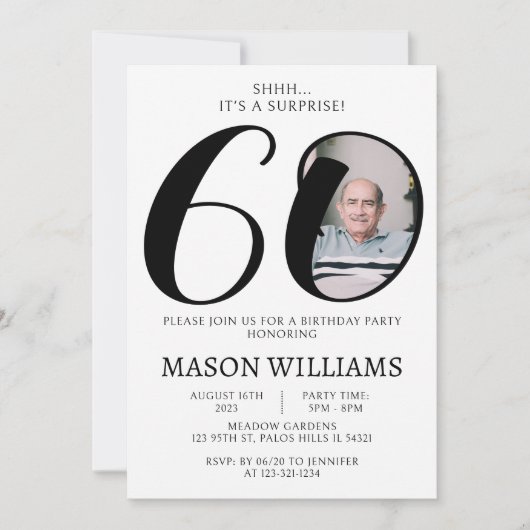 Minimalistische eenvoudige verrassing 60e verjaard kaart (Voorkant)