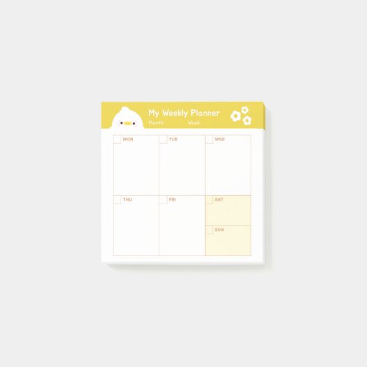 Minimalistische Eenvoudige Wekelijkse Planner Kale Post-it® Notes (Voorkant)