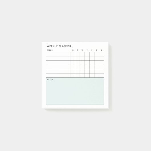 Minimalistische Eenvoudige Wekelijkse Planner Kale Post-it® Notes (Voorkant)