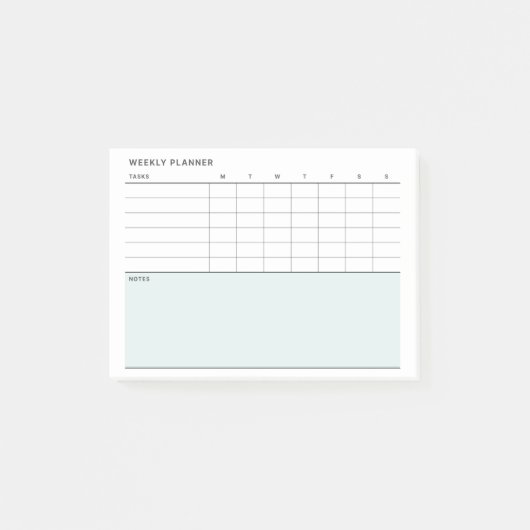 Minimalistische Eenvoudige Wekelijkse Planner Kale Post-it® Notes (Voorkant)