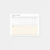 Minimalistische Eenvoudige Wekelijkse Planner Kale Post-it® Notes (Voorkant)