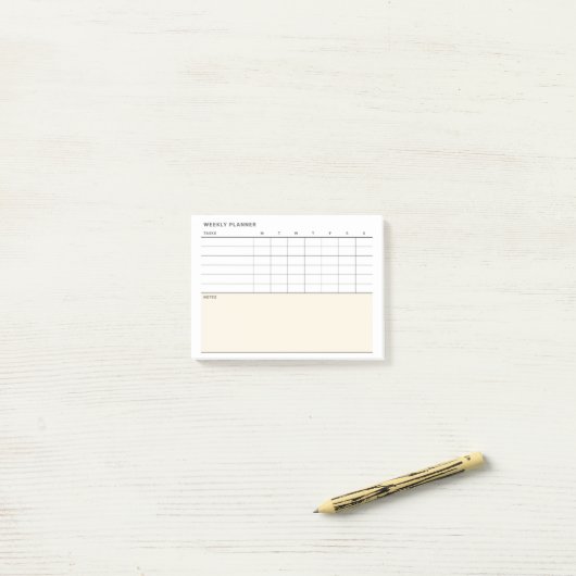 Minimalistische Eenvoudige Wekelijkse Planner Kale Post-it® Notes (Op bureau)