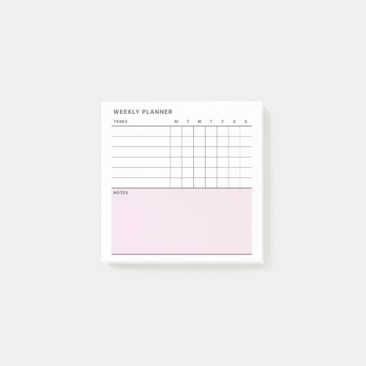 Minimalistische Eenvoudige Wekelijkse Planner Kale Post-it® Notes (Voorkant)