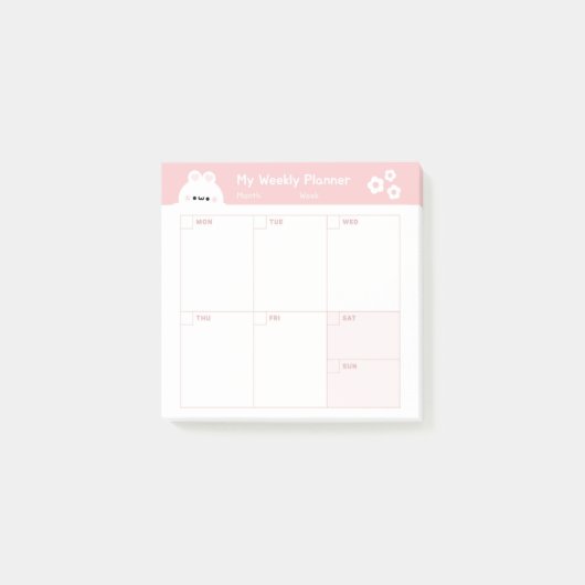 Minimalistische Eenvoudige Wekelijkse Planner Kale Post-it® Notes (Voorkant)