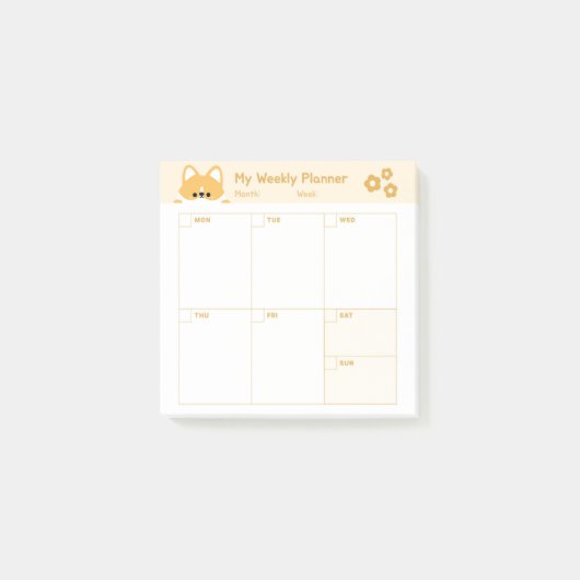 Minimalistische Eenvoudige Wekelijkse Planner Kale Post-it® Notes (Voorkant)