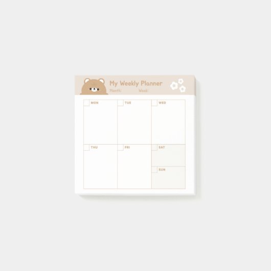 Minimalistische Eenvoudige Wekelijkse Planner Kale Post-it® Notes (Voorkant)