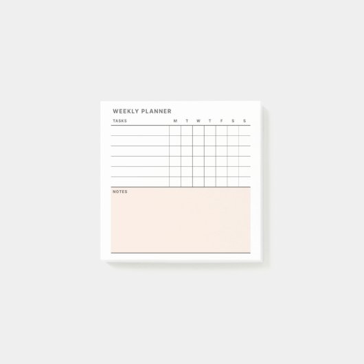 Minimalistische Eenvoudige Wekelijkse Planner Kale Post-it® Notes (Voorkant)