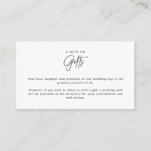 Minimalistische Eenvoudige Wensput Cadeauopmerking Informatiekaartje