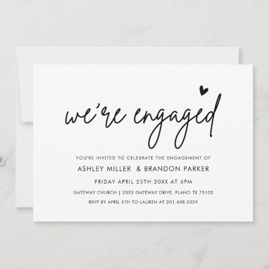 Minimalistische Eenvoudige We're Engaged Verloving Kaart (Voorkant)