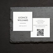 Minimalistische, eenvoudige, witte, aangepaste QR- Vierkante Visitekaartje