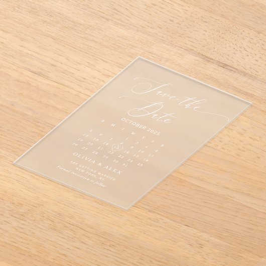 Minimalistische eenvoudige witte bruiloft Save the Acryl Uitnodigingen (Laagn)