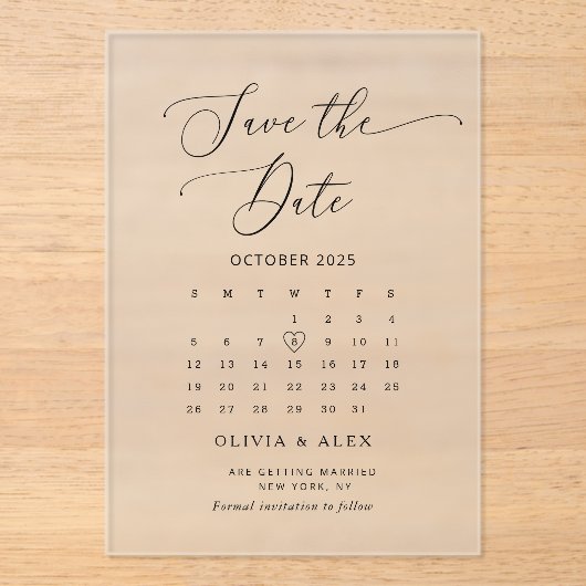 Minimalistische eenvoudige witte bruiloft Save the Acryl Uitnodigingen (Voorkant)