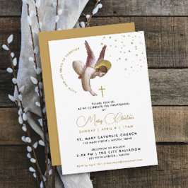 Minimalistische Eenvoudige Witte Gouden Doop Engel Kaart