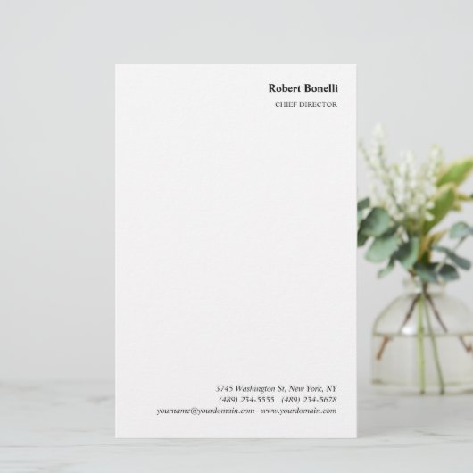 Minimalistische Eenvoudige Witte Moderne Briefpapier (Staand voorkant)